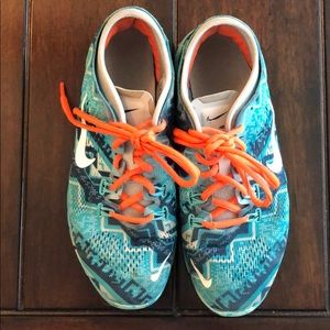 Nike Blue and Orange Tennis Shoes